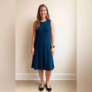 Cut Loose Simple Blue Tank‎ Midi Dress Size Small Dark Lapis Blue Natural Fibers